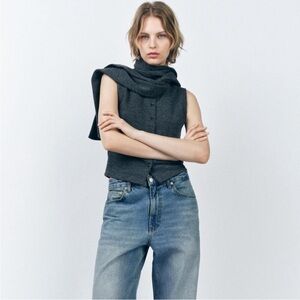 Zara Buttoned Scarf Knit Vest